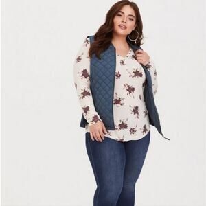 Torrid Super Soft Henley Long Sleeve Tee - Spaced Ditsy Toss Size 2/2x